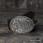 Vintage Floral Engraved Oval Rope Belt Buckle