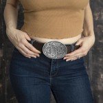 Vintage Floral Engraved Oval Rope Belt Buckle