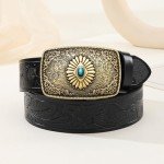Vintage Turquoise Cowboy Belt Buckle for Jeans
