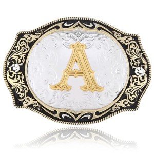 Vintage Cowboy Belt Buckle with Initials A-Z