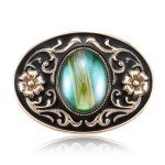 Vintage Western Cowboy Cowgirl Green Stone Belt Buckle