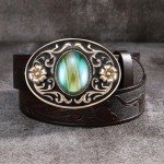 Vintage Western Cowboy Cowgirl Green Stone Belt Buckle