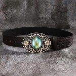 Vintage Western Cowboy Cowgirl Green Stone Belt Buckle