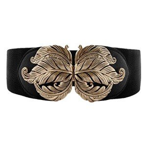 Elegant Vintage Leaf Buckle Wide Stretch Belt
