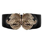 Elegant Vintage Leaf Buckle Wide Stretch Belt