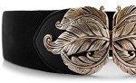 Elegant Vintage Leaf Buckle Wide Stretch Belt