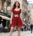 Vintage Wide Elastic Dress Belt with Gold Buckle