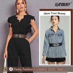 Vintage Elastic Wide Waist Belts with Retro Buckles