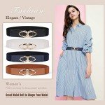Vintage Skinny Elastic Belts with Gold Buckles - 4 Pack