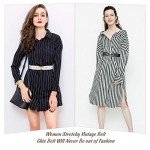 Vintage Skinny Elastic Belts with Gold Buckles - 4 Pack