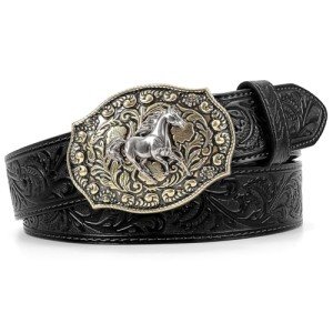 Vintage Cowboy Embossed Leather Belt Buckle