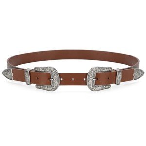 Ladies Vintage Western Style Black Leather Belt