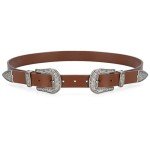 Ladies Vintage Western Style Black Leather Belt