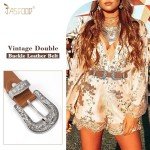 Ladies Vintage Western Style Black Leather Belt