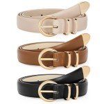 Vintage Skinny Leather Belts with Gold & Silver Buckles