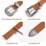 Ladies Vintage Western Style Black Leather Belt