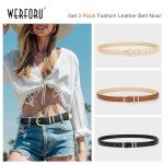 Vintage Skinny Leather Belts with Gold & Silver Buckles