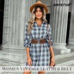 Vintage Women's Stretchy Wide Belt with Chunky Buckle