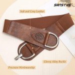 Vintage Women's Stretchy Wide Belt with Chunky Buckle
