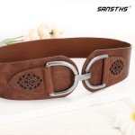 Vintage Women's Stretchy Wide Belt with Chunky Buckle