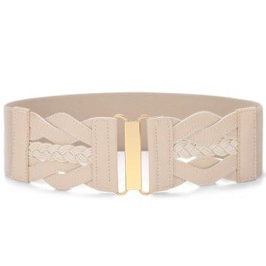 Vintage Wide Elastic Belt with Gold Buckle