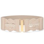 Vintage Wide Elastic Belt with Gold Buckle