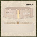 Vintage Wide Elastic Belt with Gold Buckle