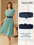 Navy Vintage Stretchy Wide Waist Belt Buckle