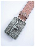 Vintage Pink Western Belt with Square Buckle