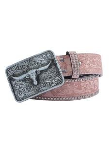 Vintage Pink Western Belt with Square Buckle