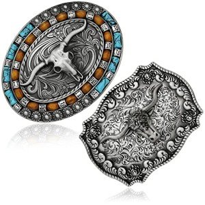Turquoise Long Horn Bull Vintage Belt Buckles