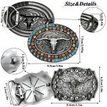 Turquoise Long Horn Bull Vintage Belt Buckles