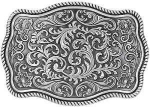 Silver Floral Vintage Belt Buckle for Him & Her