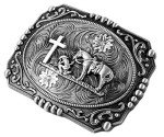 Silver Cross Cowboy and Horse Vintage Belt Buckle