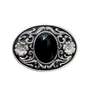 Vintage Native American Cowboy Black Stone Belt Buckle