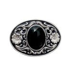 Vintage Native American Cowboy Black Stone Belt Buckle