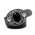 Vintage Native American Cowboy Black Stone Belt Buckle