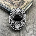 Vintage Native American Cowboy Black Stone Belt Buckle