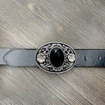 Vintage Native American Cowboy Black Stone Belt Buckle
