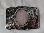 Pink Quartz Vintage Western Belt Buckle