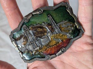 1970s Vintage Crude Oil Western Belt Buckle
