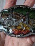 1970s Vintage Crude Oil Western Belt Buckle