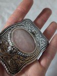 Pink Quartz Vintage Western Belt Buckle