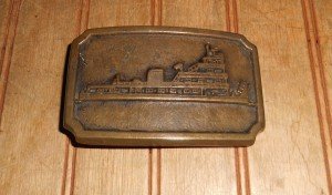 Vintage Brass Riverboat Steamboat Paddle Wheel Buckle
