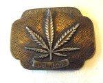 Vintage Brass Marijuana Belt Buckle