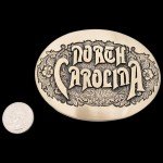 1980s Vintage North Carolina Brass Belt Buckle