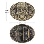 Vintage Western Cowboy Skull and Flower Belt Buckle