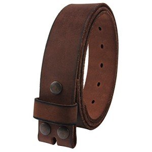 Vintage Distressed Leather Belt Buckle - Coffee
