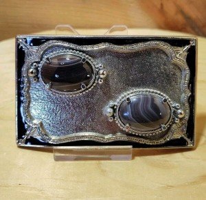 Western-Style Vintage Belt Buckle with Oval Stones
