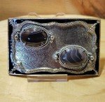Western-Style Vintage Belt Buckle with Oval Stones
